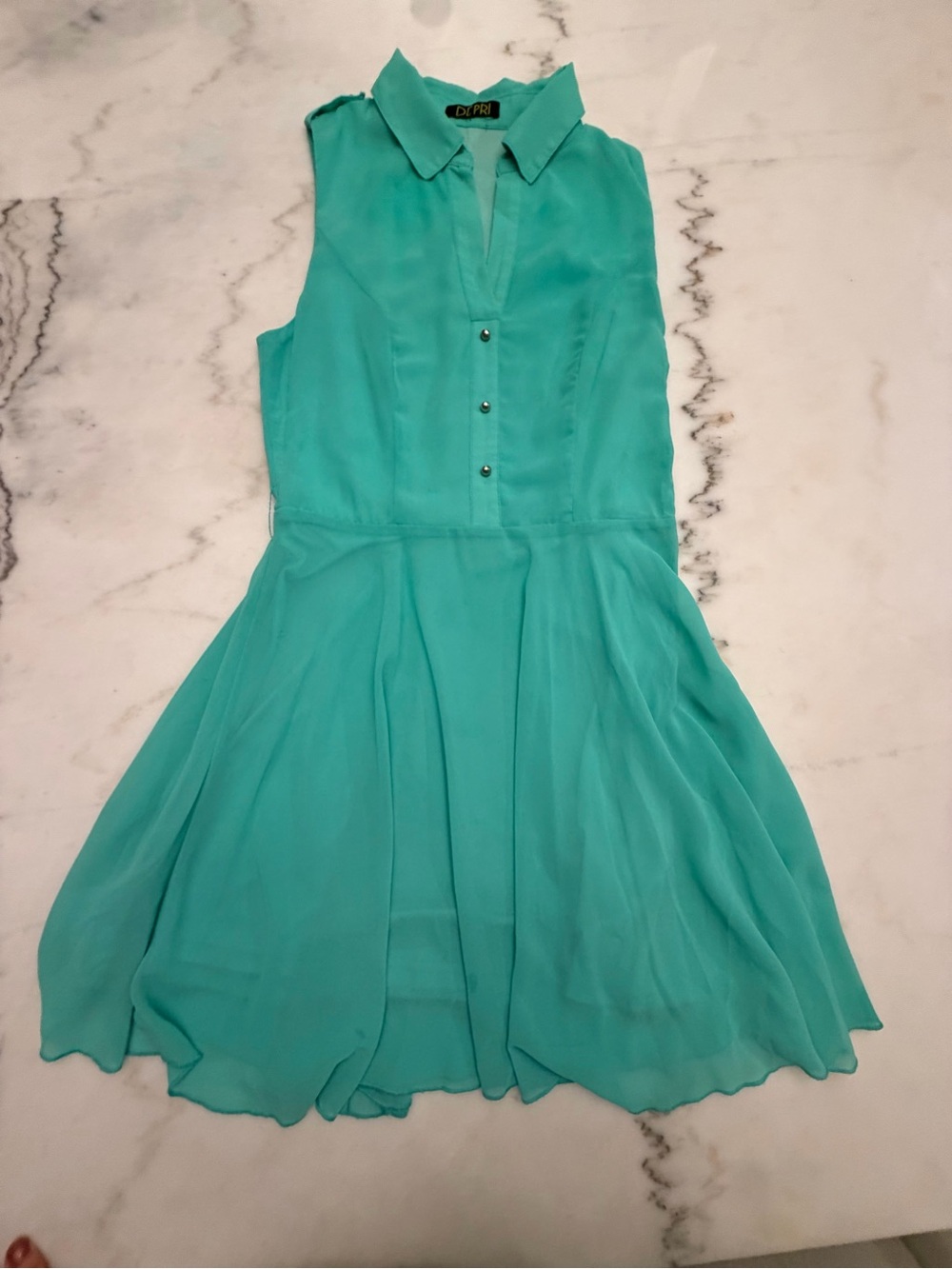 Sleeveless Collared Mini Dress in Teal